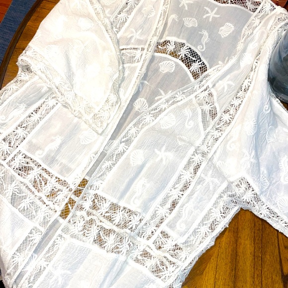 Lounge Beach Poolside Wear Bathing Suit Cover Up. White Lace USA Petsche S M - Picture 5 of 5